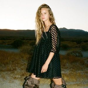 UO Kimchi Blue Moe Dot Lace Mini Dress